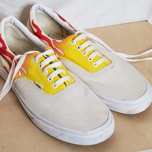 Vans Era White Cream Suede Flames Low Top Lace Up M 13